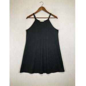 Minimalist WallFlower Women Large Black High Neck A-Line Stretch Mini Dress